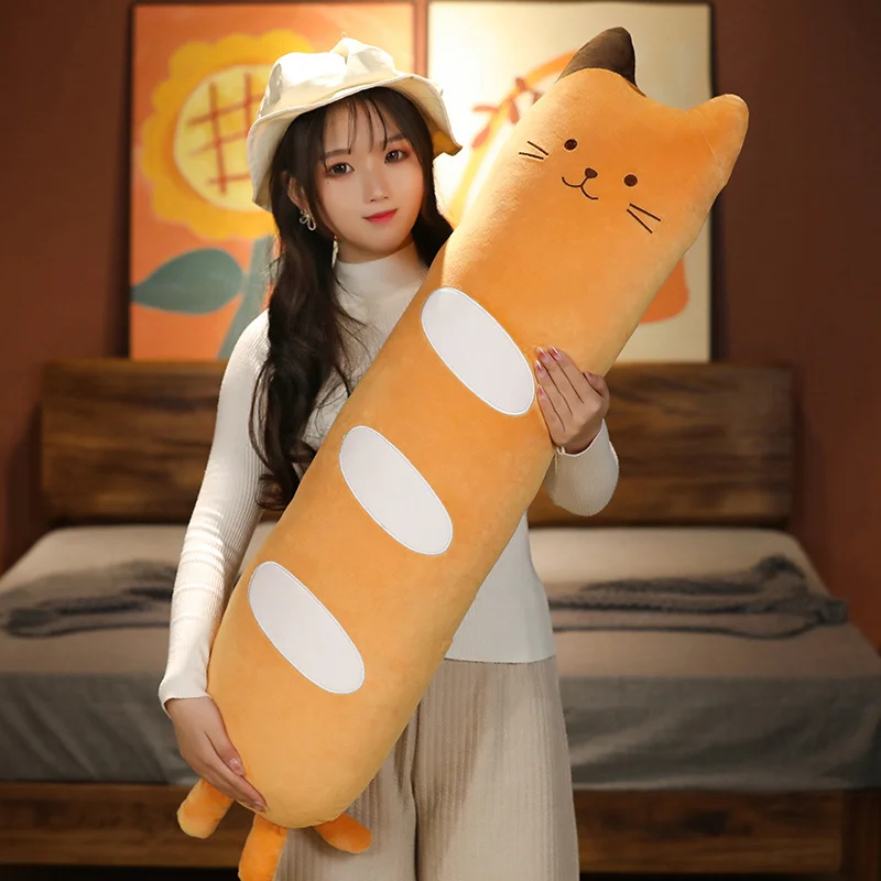 

100cm Giant Cute Long Bread Cat Pillow Plush Toys Stuffed Sleep Cushion Home Decor Gift Doll for Kids Girl