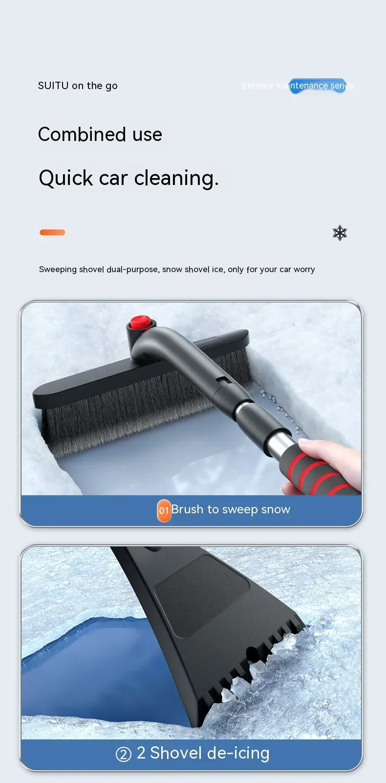 Ausziehbare Auto Schnee Schaufel Eis Schaber Winter Auto Windschutzscheibe Reiniger Pinsel Abnehmbare Besen Schnee Entfernung Werkzeug Zubehör – Detail 8