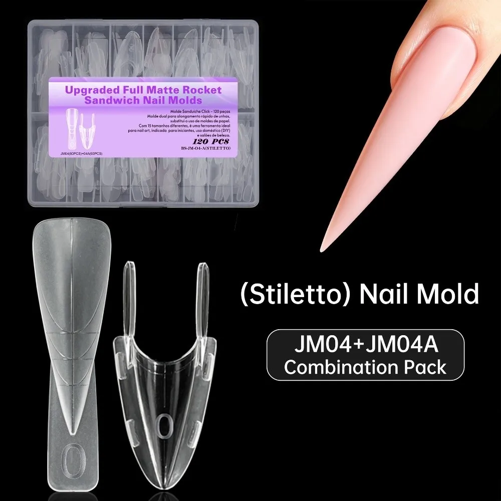 120Pcs/box Full Cover Sandwich Nail Forms Clear DIY Nail Art Oval Extension Nail Forms Reusable Quickly Extend