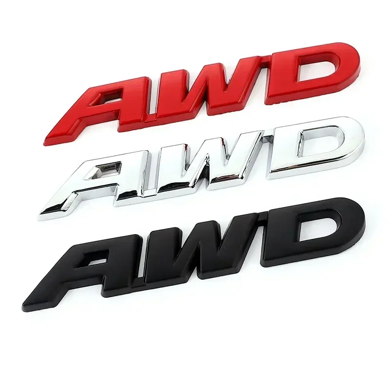 3D Metal AWD Letters Rear Trunk Fender Emblem Badge Sticker Decals For Honda CRV HRV Highlander Car Styling Accessories