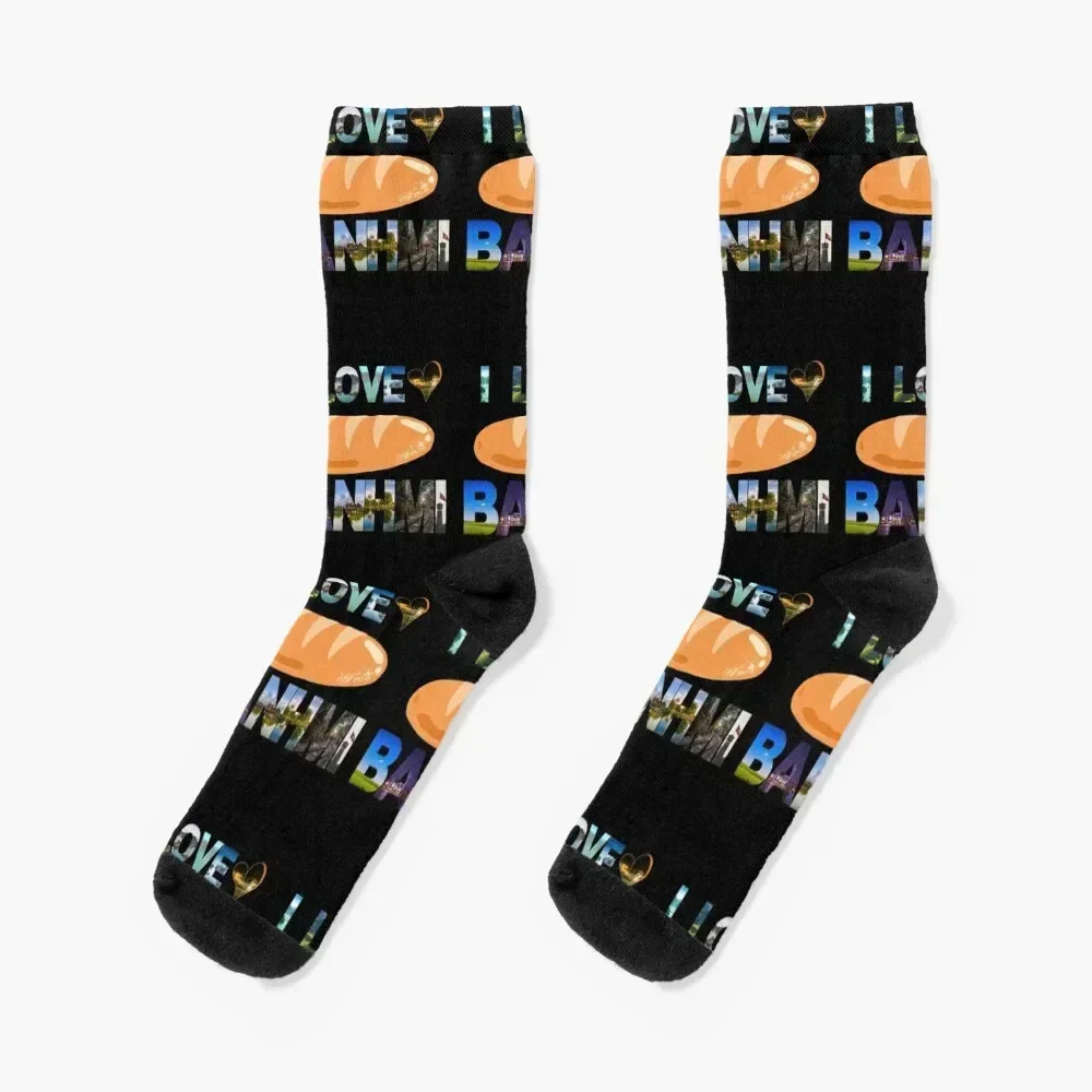 

I LOVE BANHMI Socks cool New year's cartoon custom sports Woman Socks Men's shoes valentine gift ideas loose Women's Socks Men's
