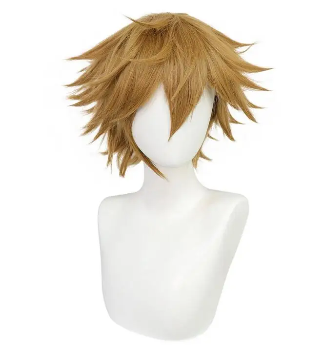 Wig sintetis lurus pendek, Wig Cosplay untuk Halloween, Natal, Hari Thanksgiving