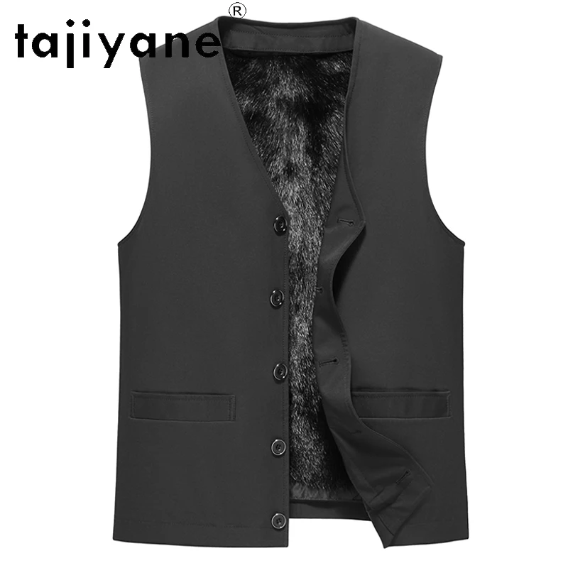

Tajiyane Mink Fur Winter Mink Men's Fur One-piece Vest Sleeveless Whole Mink Inner Lining Fur Vest Genuine Leather Jacket LJ169