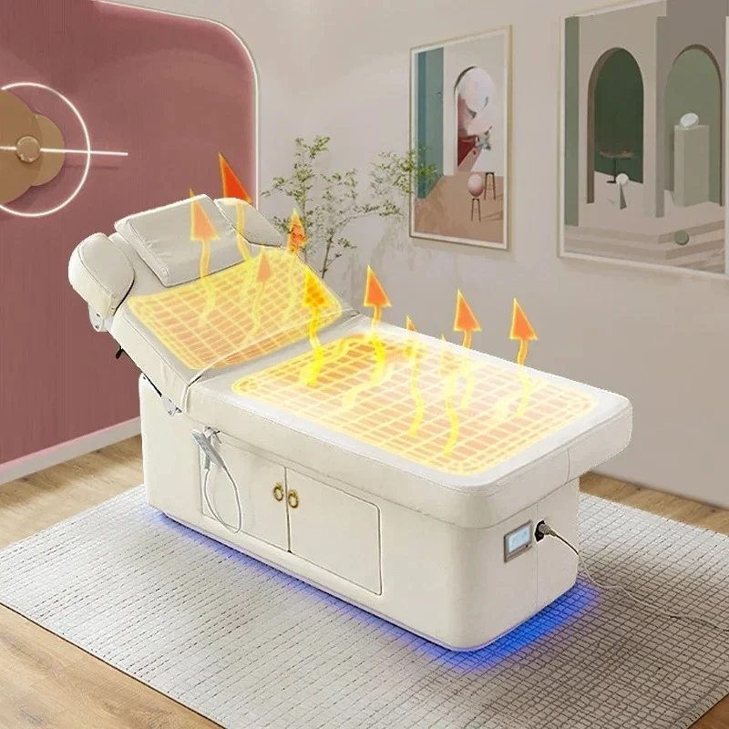 

A Latex Electric Beauty Bed Lifting Heating Eyelash Massage Therapy Ear Cleaning Spa Massage Couch