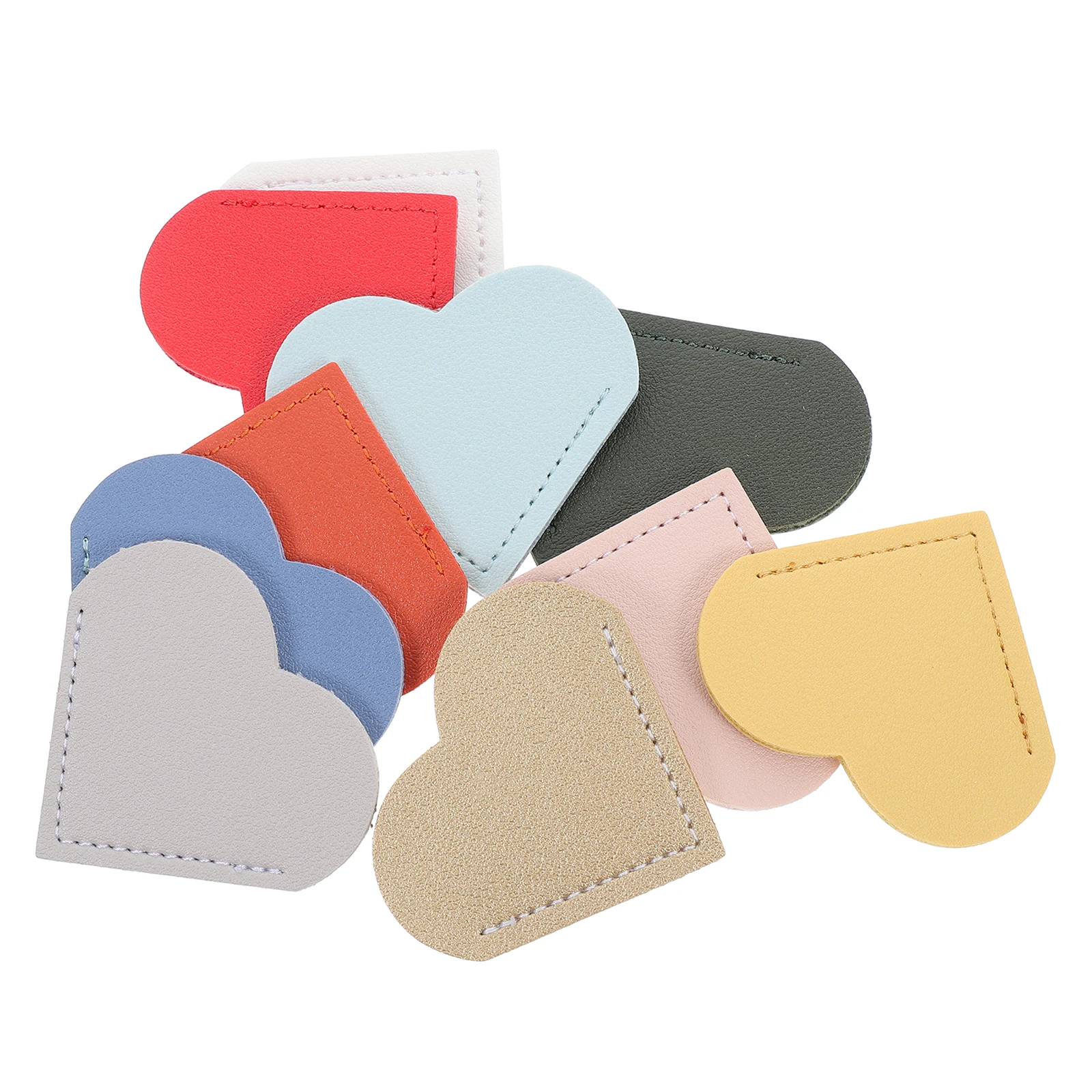 

10 Pcs Bookmark Protective Cover Heart Shaped Page Markers Book Corners Novel Reading Accessories Valentine Gifts PU Material
