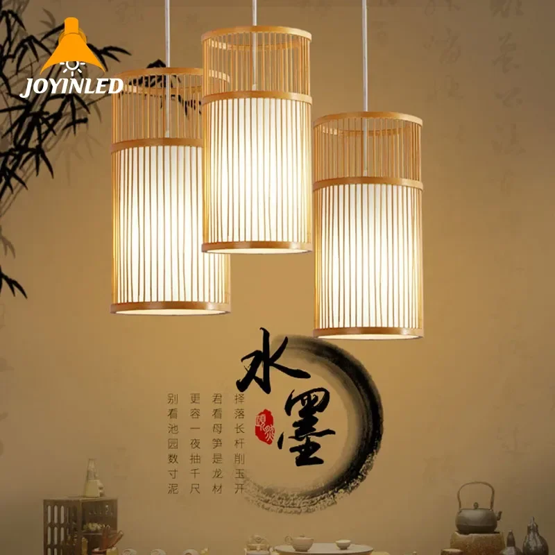 

Hand Made Bamboo Pendant Lights New Chinese Style Suspension Luminaire Dining Room Lights Hanging Lamps Loft Living Room Pendant