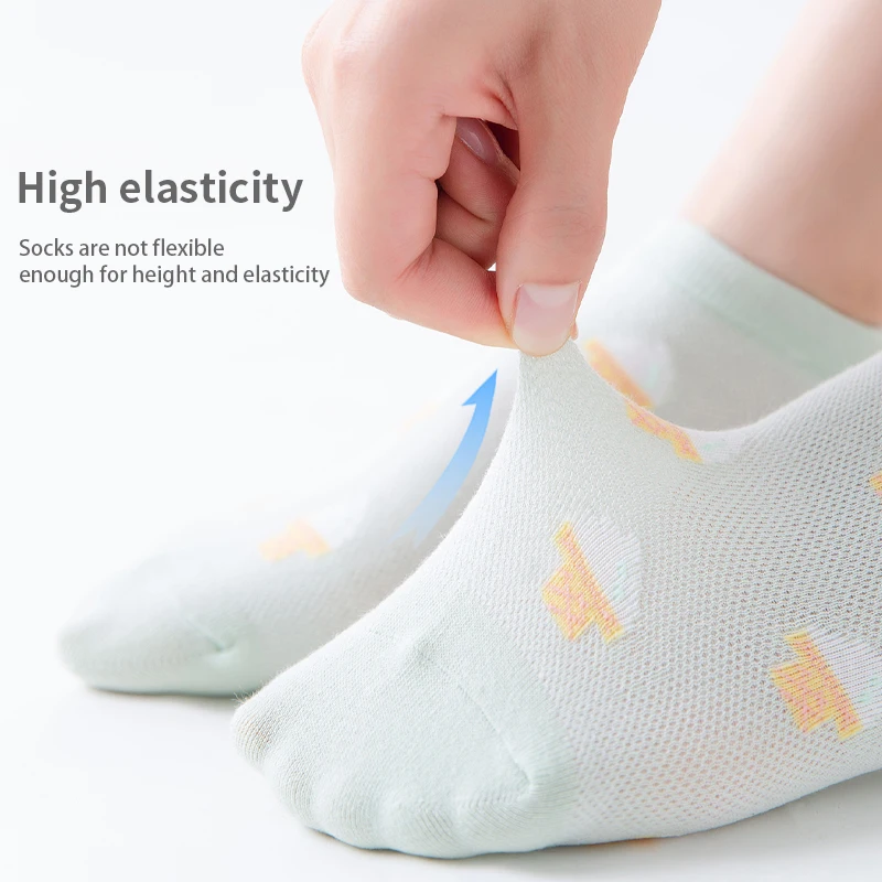 6 Pairs of Women Is Summer Thin Short Socks Sweet Cute Breathable Mesh Comfortable and Small Floral Fragments