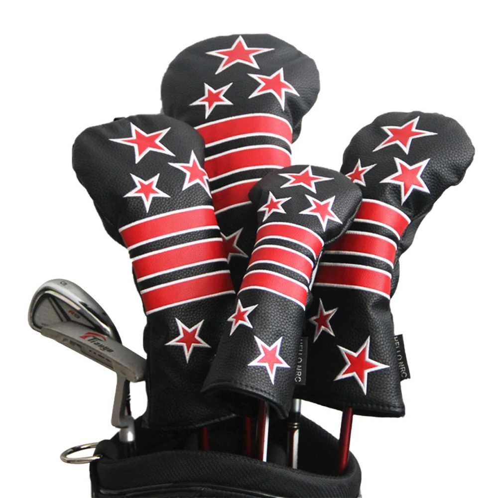 1 3 5 UT Golf Head Covers Estrelas e Listras Driver Fairway Wood Hybrid Head Cover Couro Sintético com No. Etiqueta