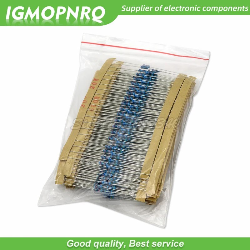 600 Buah 30 Nilai * 20PCS 1% 1/4 W Resistor Pack Set Diy Resistor Film Logam Kit Menggunakan Berwarna cincin Perlawanan 10 Ohm ~ 1 M Ohm)