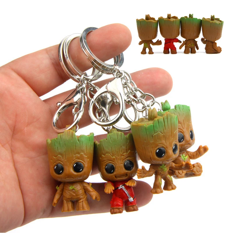 Hot Animation Groot Cartoon Series Keychains for Friends Christmas Gifts Creative Car Key Ring Decorated Bag Pendant Accessories