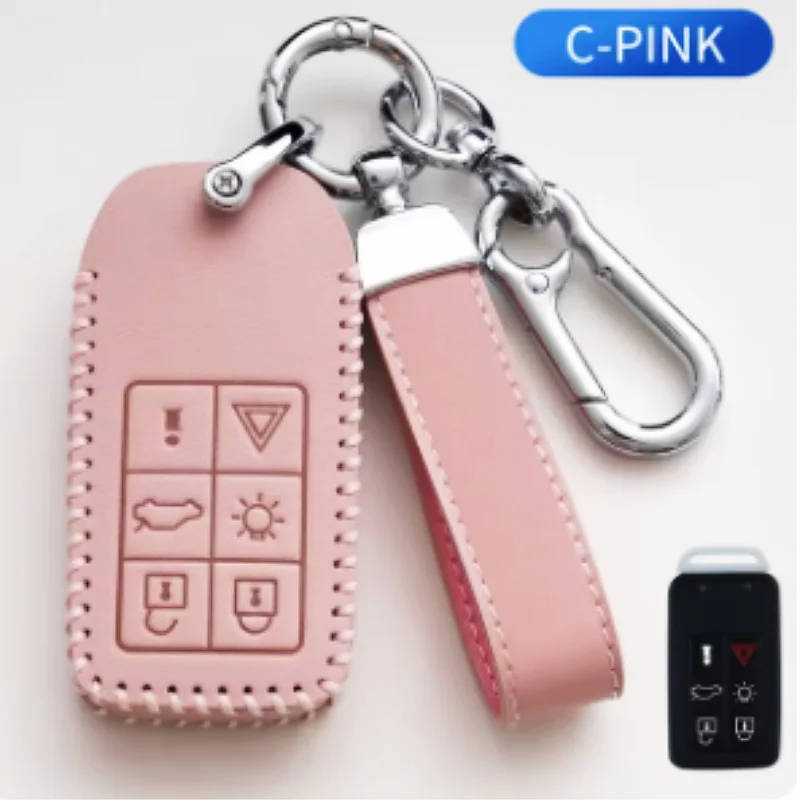 For Volvo S60 V60 V70 S80 XC70 XC60 2008-2017 5/6 Buttons Oli Leather Car Key Cover Remote Keyless Case