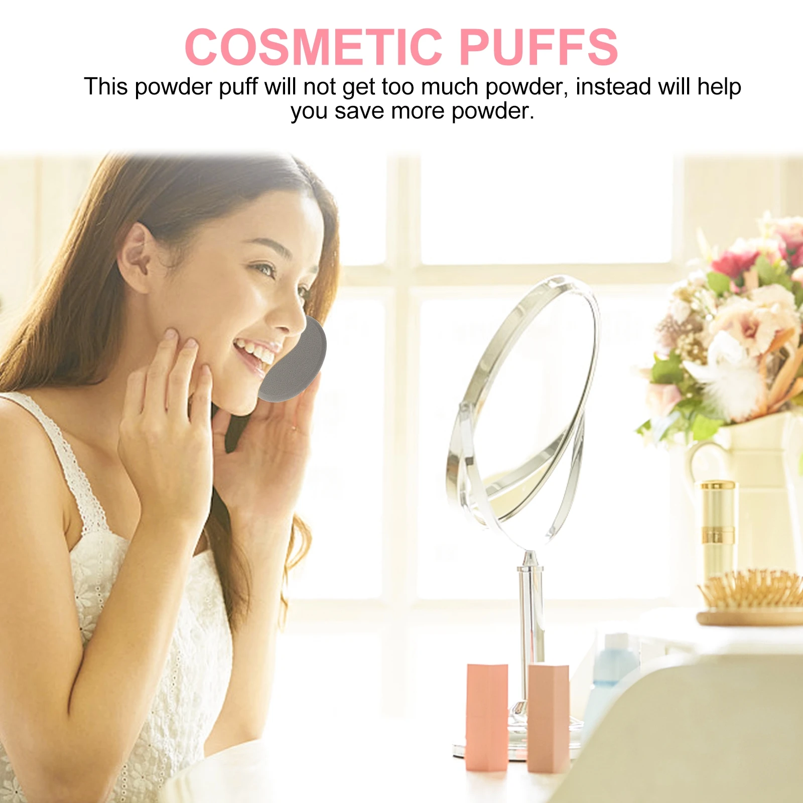 

2pcs Oval Pink Powder Puff Facial Makeup Blusher Foundation Cushion Applicator Washable Reusable For Women Baby