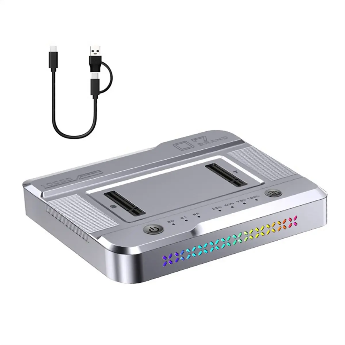 AA80 Dual-Bay M.2 NVME NGFF SSD Docking Station with RGB, USB3.2 GEN2 Type C 20Gbps Data Transfer, OFFline Cloner Duplicator