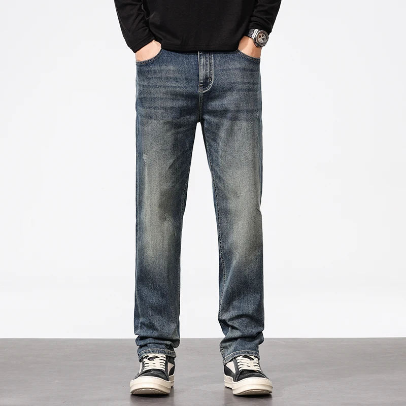 2026 New style Men's High-Quality Fashion Business jeans Trendy Comfortable Versatile Solid Color Retro Straight Jeans male
