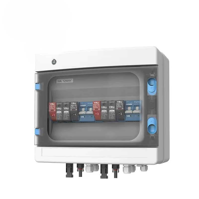 PV Combiner Box 2 String Solar DC 550V YRO IP65 Junction Enclosure 2in 2out with DC Fuse MCB SPD