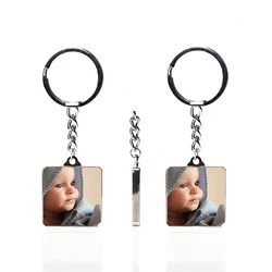 3cm Square Double Sided Personality Pendant Baby Custom Keychain Photo Mom Dad Grandparent Parents Favorite Family Gift