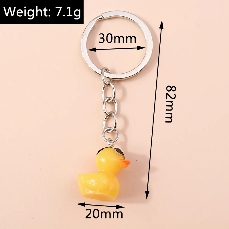 Lovely Resin Cartoon Duck Keychain Animal Keyring Pendants for Car Key Holder Women Girls Handbag Decor Jewelry Accessories