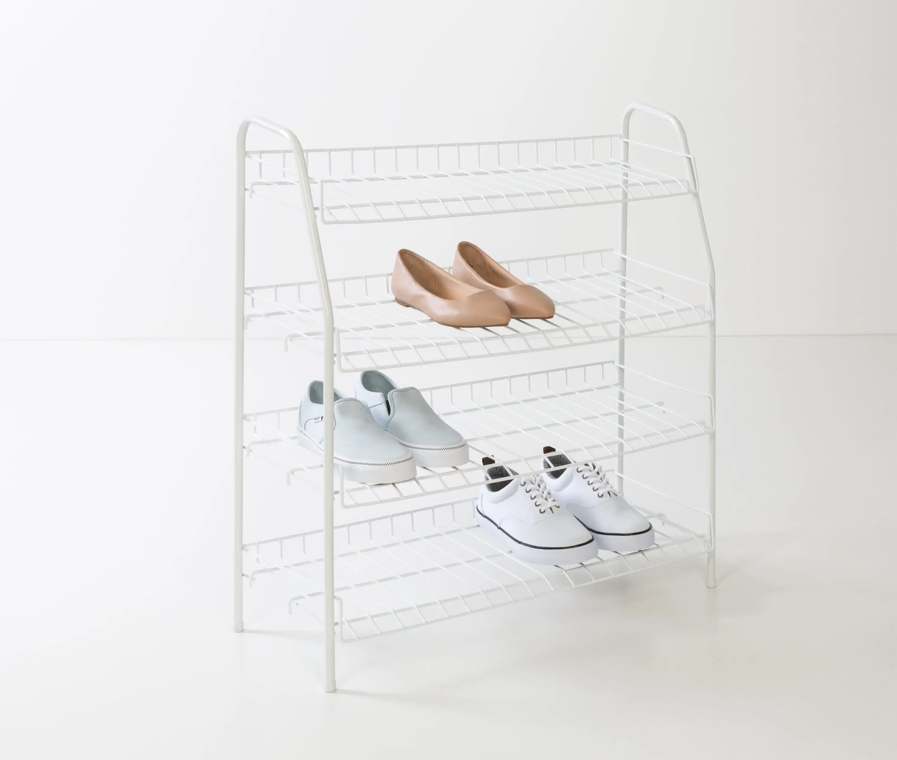 

12-Pair Steel 4-Tier Shoe Rack, White