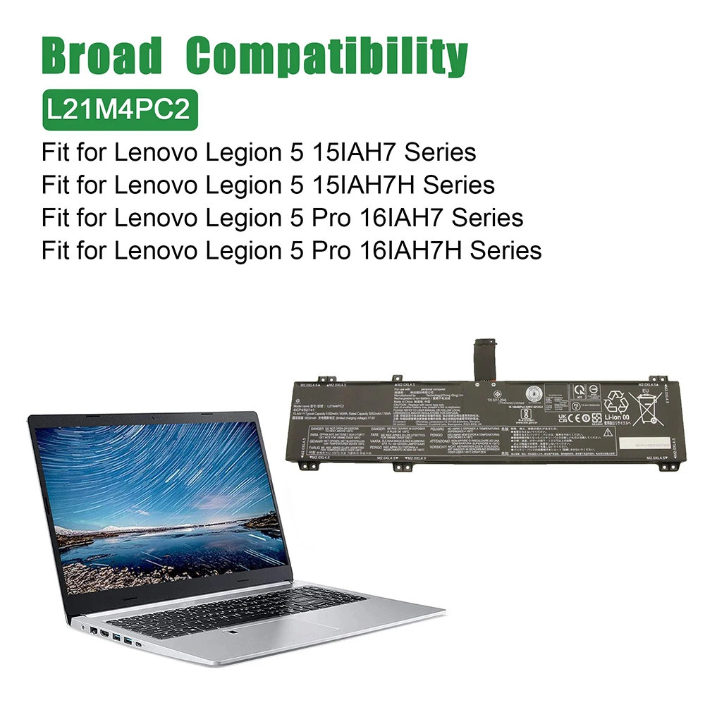 Imagem -02 - Bateria para Lenovo Legion 15iah7 15iah7h Legion Pro 16iah7 Série 16iah7h L21b4pc0 L21m4pc3 L21c4pc1 L21m4pc2 Sb11f24155