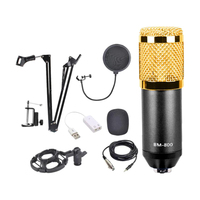 Condenser Microphone Bundle, BM-800 Mic Set for Studio Recording & Broadcasting (Microphone Kit Black+Gold)