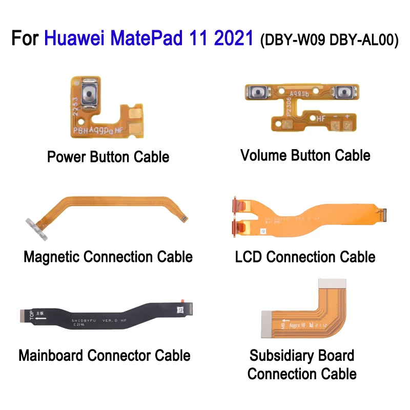 LCD Flex Cable For Huawei MatePad 11 2021 DBY-W09 DBY-AL00, Power Volume Button Subsidiary Main Board Magnetic Connection Cable