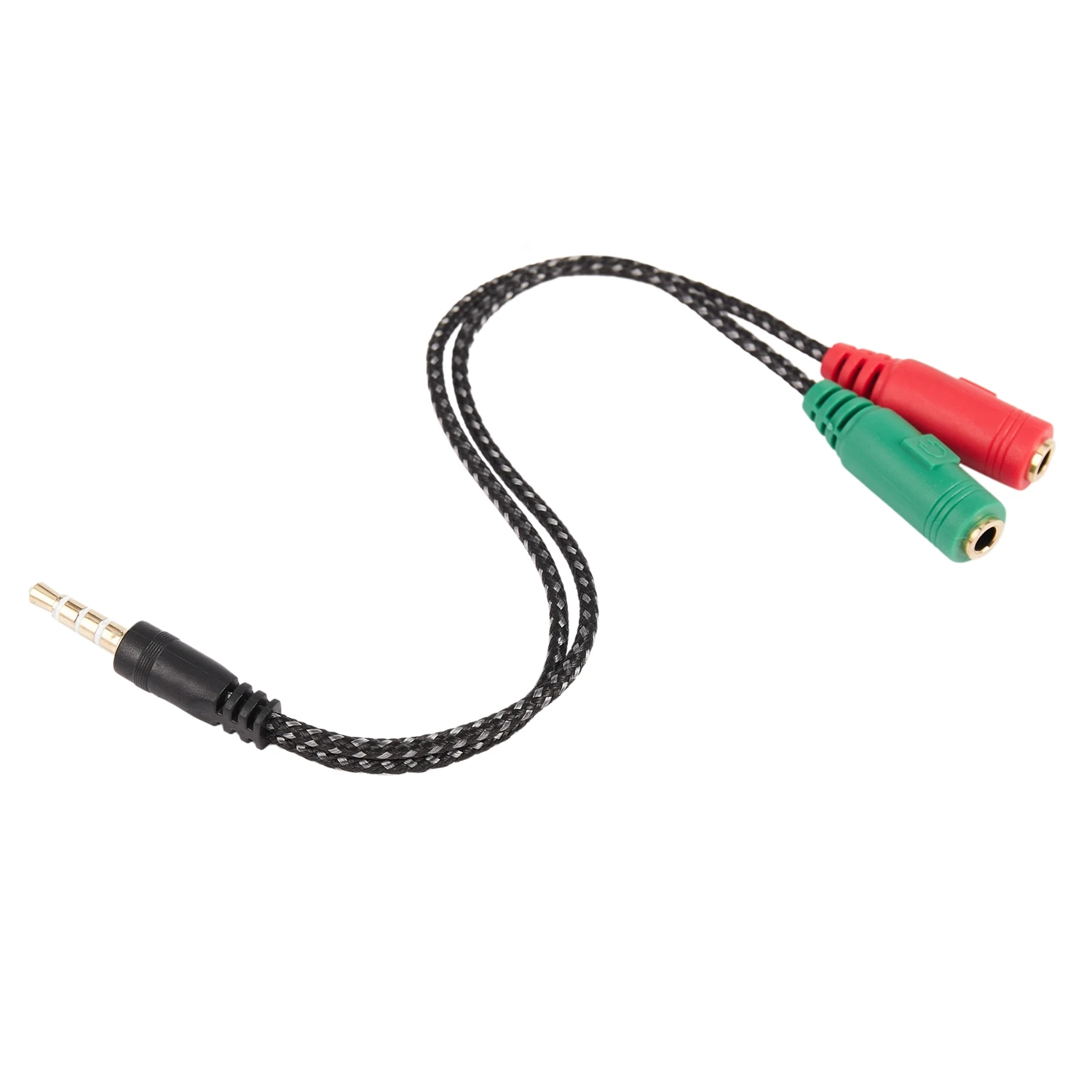 Adaptador de Cable de piezas para auriculares, divisor 2 en 1 de 4 polos, 3,5mm, conector hembra para auriculares, micrófono, Cable de Audio de 3 polos para PC