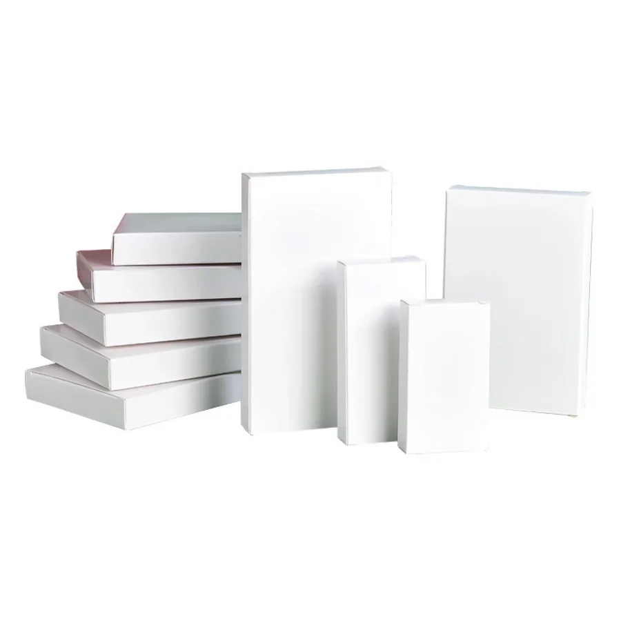 50PCS Spot White Blank Flat Box Carton Folding Universal Cardboard Gift Box Square In Store