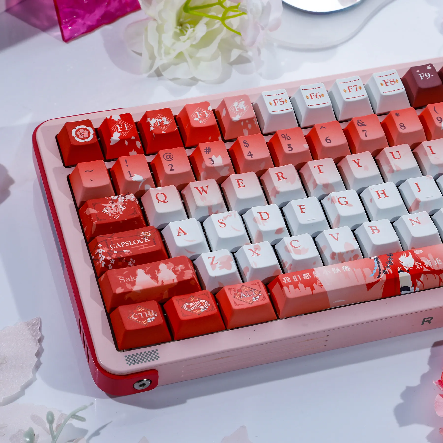 120 Keys Uesugi Erii Keycaps Dragon RajaGame Key Caps PBT DYE-Sub Cherry Profile for Mechanical Keyboard Made68 Mad68 Wooting 60