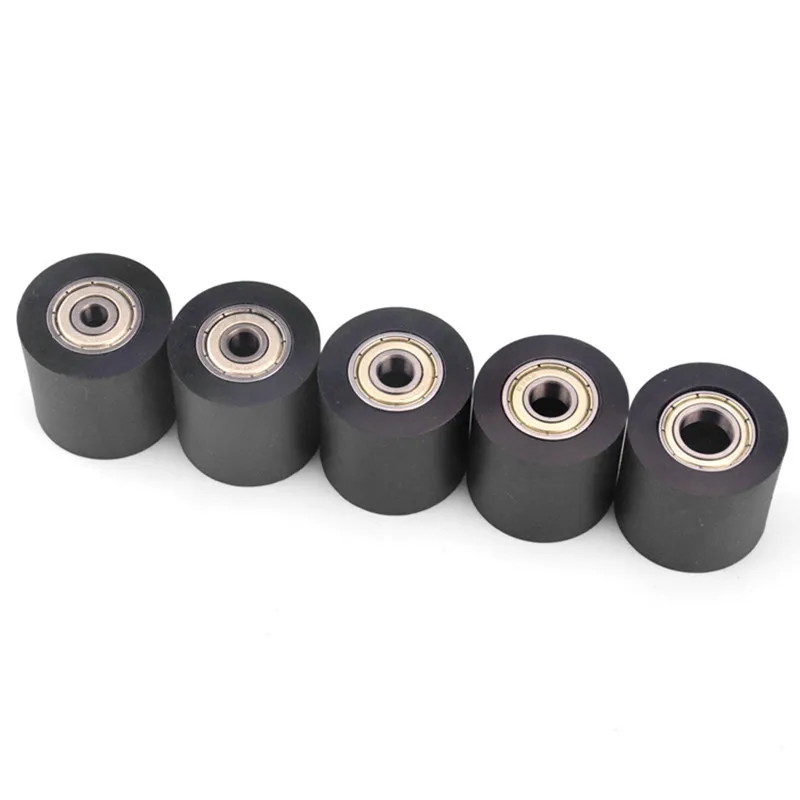10pcs/50pcs Plastic coated bearing 5*30*30mm 635ZZ PU Soft Rubber Roller Guide Wheel Flat Pulley 5x30x30