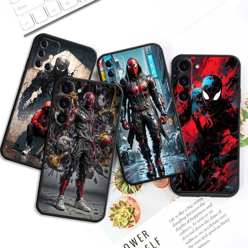 

Spider Man Marvel Comics For Samsung Galaxy S25 S24 S23 S22 S21 S20 S10 Ultra Plus FE 5G Black Soft TPU Cover