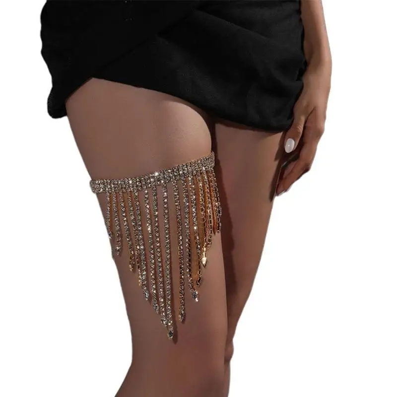 652F المرأة مثير الراين القوطية الساق سلسلة أحزمة تأثيري شاطئ حفلة الفخذ سلسلة #2