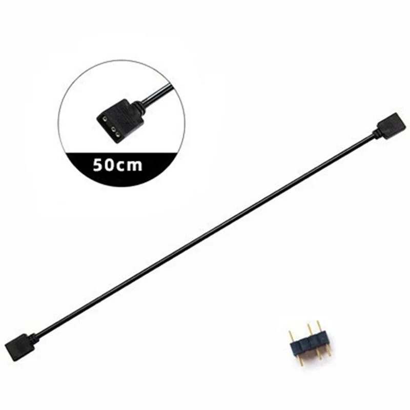 BNGF-5V 3-Pin Extension Cable for Computer Motherboard Hub Cable Connection Extension ARGB Splitter, Black