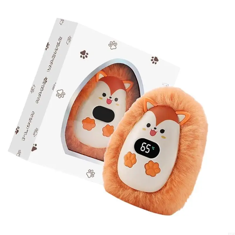 USB Rechargeable Plush Hand Warmer with 3 Levels Temperature Control Quick Warmth Heating Device for Home Office Use B95B