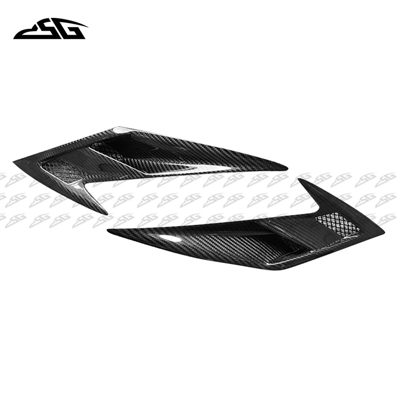 Carbon Fiber Front Engine Hood Air Outlet Vent Trim Splitter Panel Side Fins Winglet For Ferrari F8 Body Kit Car Accessories