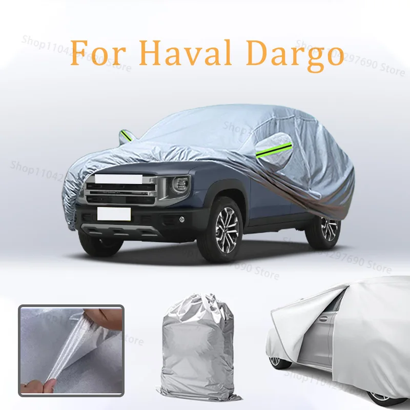 

Car Cover For Haval Dargo Door Zipper Full Exterior Black Silvery-Auto Cover Sunshade Dustproof Waterproof Reflective strips