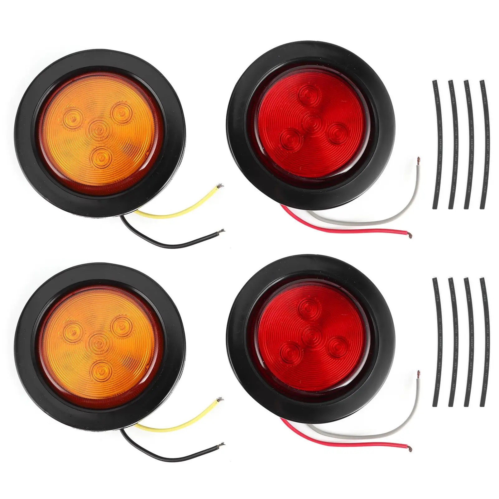 

4pcs 2.5in LED Round Indicator Light 10V-30V High Brightness Lamp for truck Trailer for lorry Car accessories