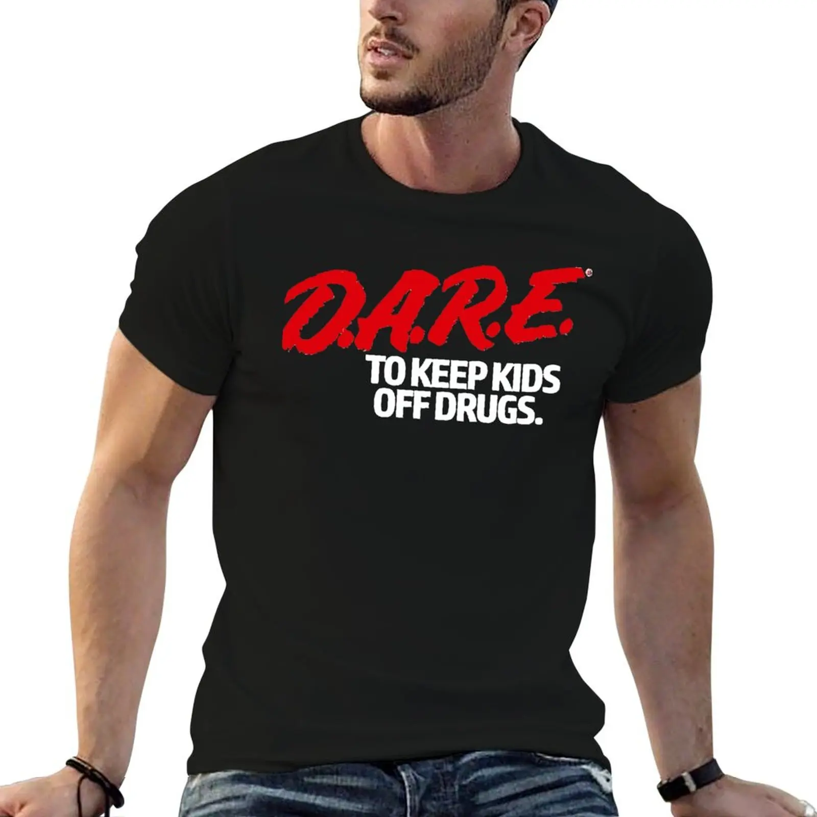 T-shirt Dares-Funny-Logo pour homme, t-shirt décontracté en coton noir uni pour homme, t-shirts imprimés pour homme