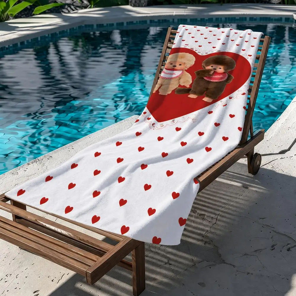Cartoon M-Monchhichi-S Cute Towel Beach Towel Quick Dry Absorbent Bath Towel For Swimming Gym Camping Outdoor Sunbathing