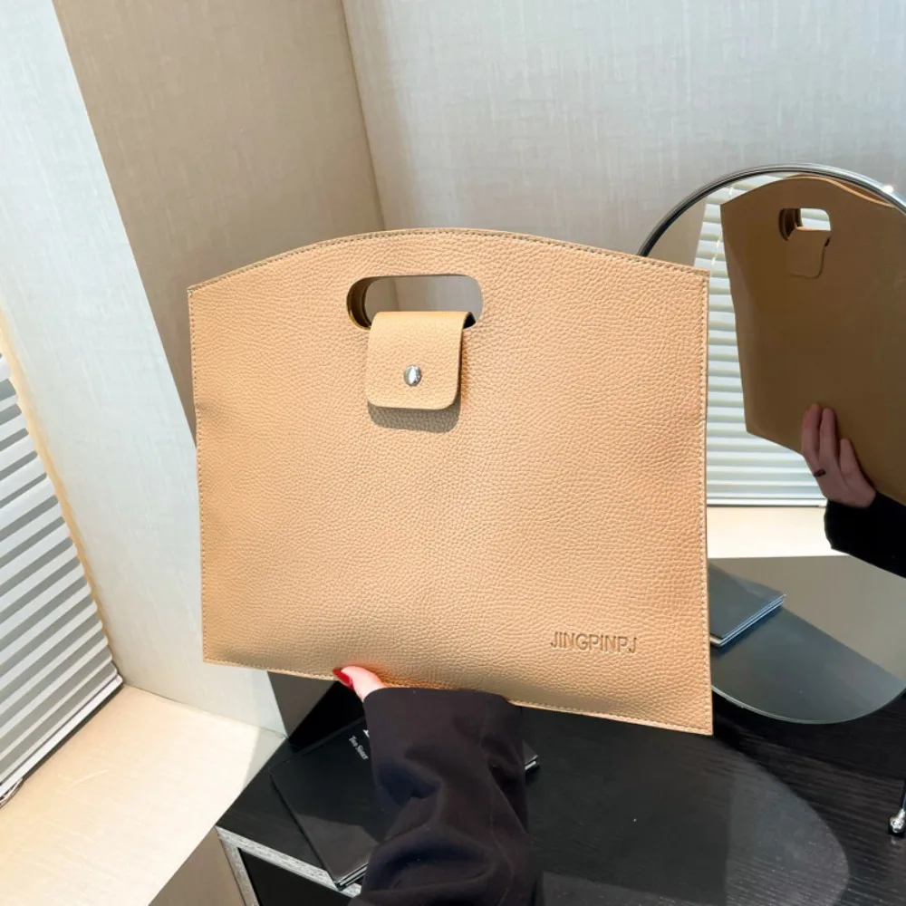 Casual PU Office Document Tote Bag Large Capacity Solid Color Computer Bag Handbag Laptop Bag File Bag Travel