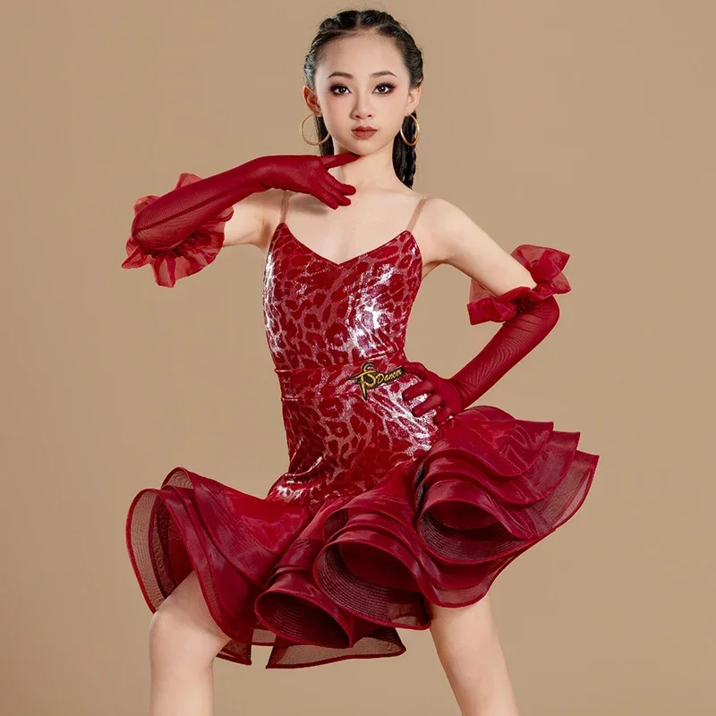 ラテンダンス サスペンダー メッシュ フィッシュボーン スカート セット 女性用 試験 プロフェッショナル ステージ パフォーマンス コスチューム レッドとブルー