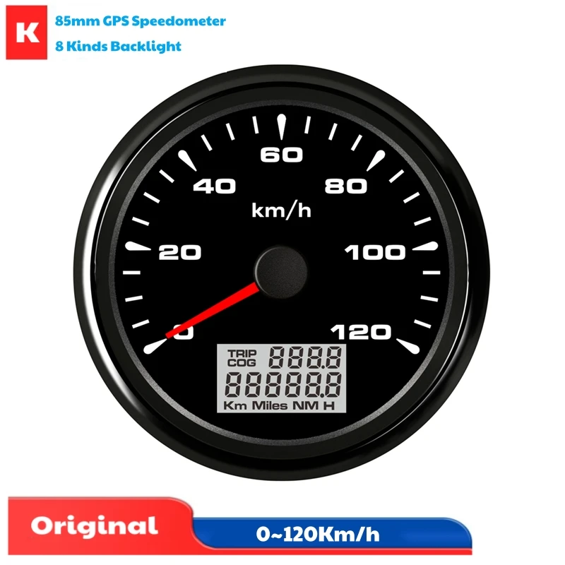 Auto 85mm GPS Speedometers 0-120Km/H Show Speed Indicators 8 Kinds Backlight with GPS Antenna Digital Trip Meters Odometers