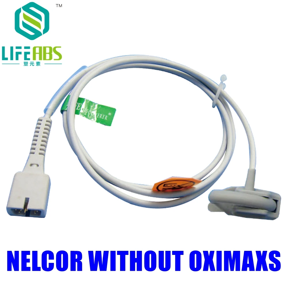 

Adult Finger Clip Ear Clip Silicone Long Cable Oxygen Reusable Spo2 Sensor for Nelcor Without Oximaxs Patient Monitor