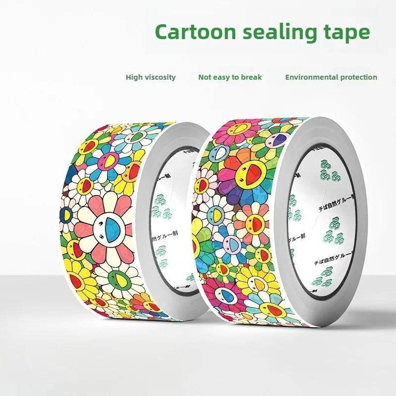 cartoonish-cute-rose-sunflower-sealing-tape-eco-friendly-petal-design-for-express-delivery-moving-storage-packaging-tape