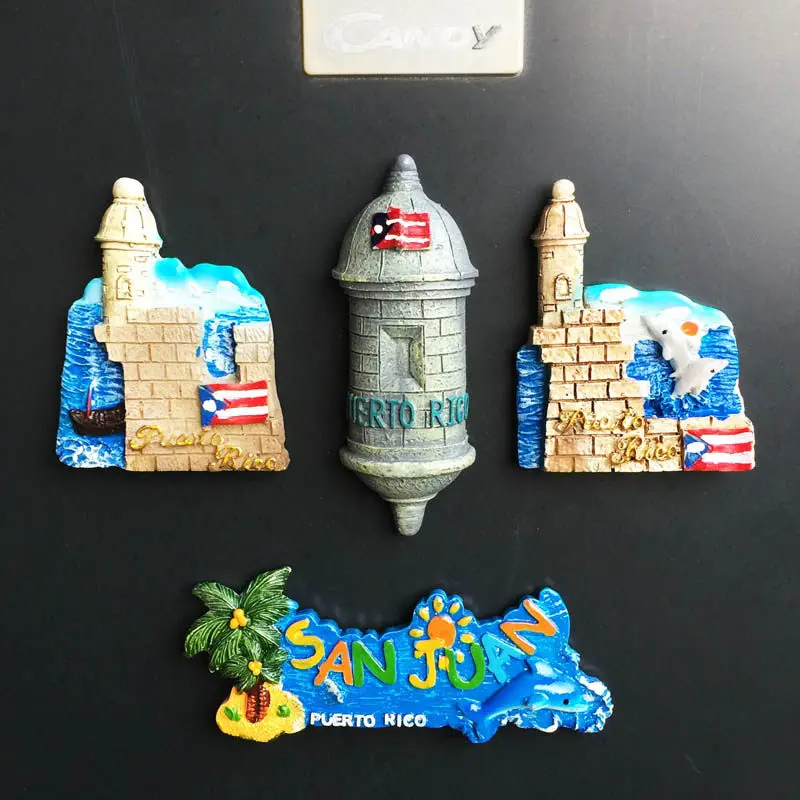 Creative magnetic refrigerator stickers, San Juan, the capital of Puerto Rico, the United States, tourism commemorative crafts