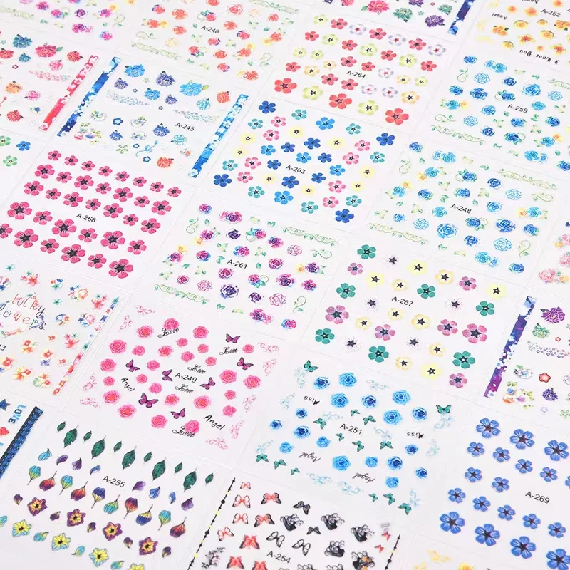 30 Design Spring Flowers Colorful Nail Stickers Decals Nail Sliders for Women DIY Manicure Decoctions
