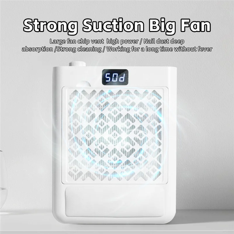 B58B-Hand Pillow Included Professional Nail Dust Collector For Acrylic Nails- Brushless Vacuum Cleaner With 2 Filters 5-Speed Tu