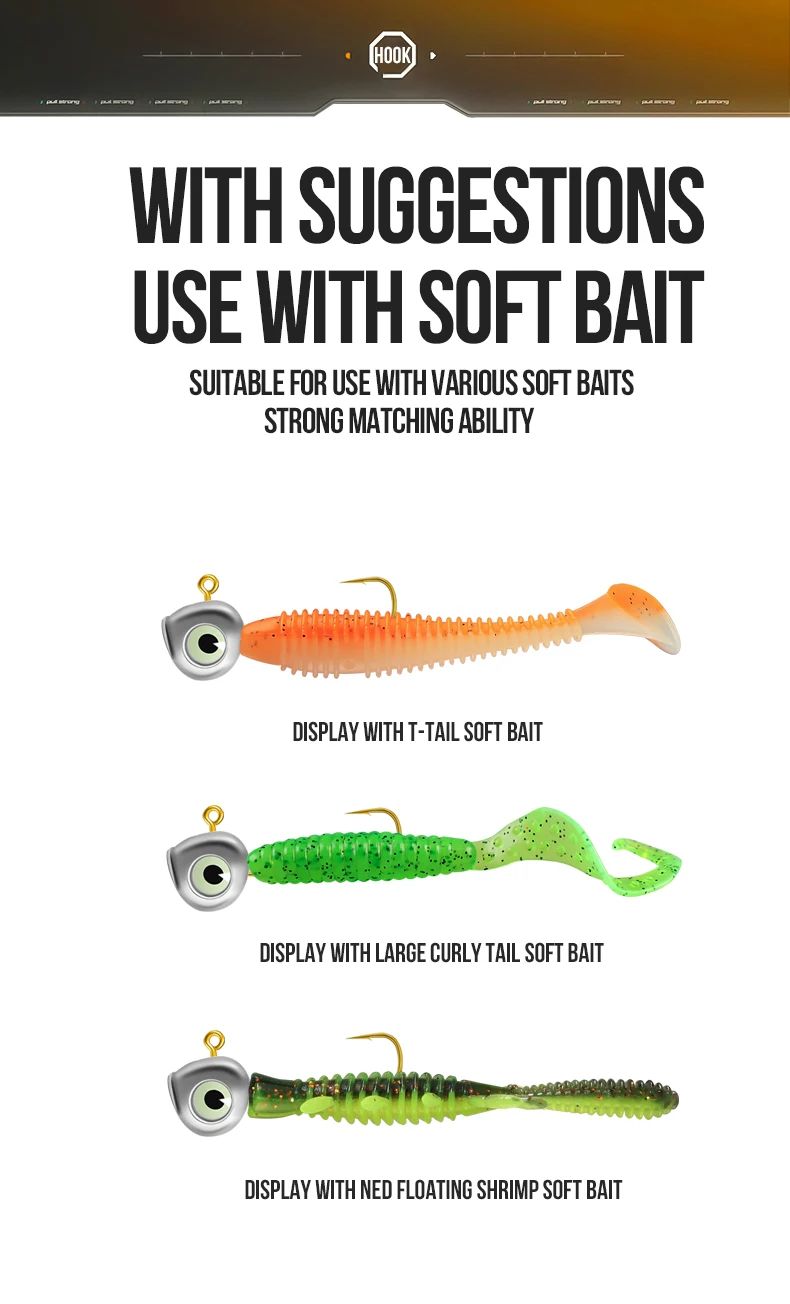 TAIYU 10er-Pack 1g/2g/3g/4g/5g/7g Jigköpfe, Mikro-Köderhaken, Leuchtende 3D-Fischaugen-Jigköpfe, Verstärkte Kleine Goldhaken – Detail 6