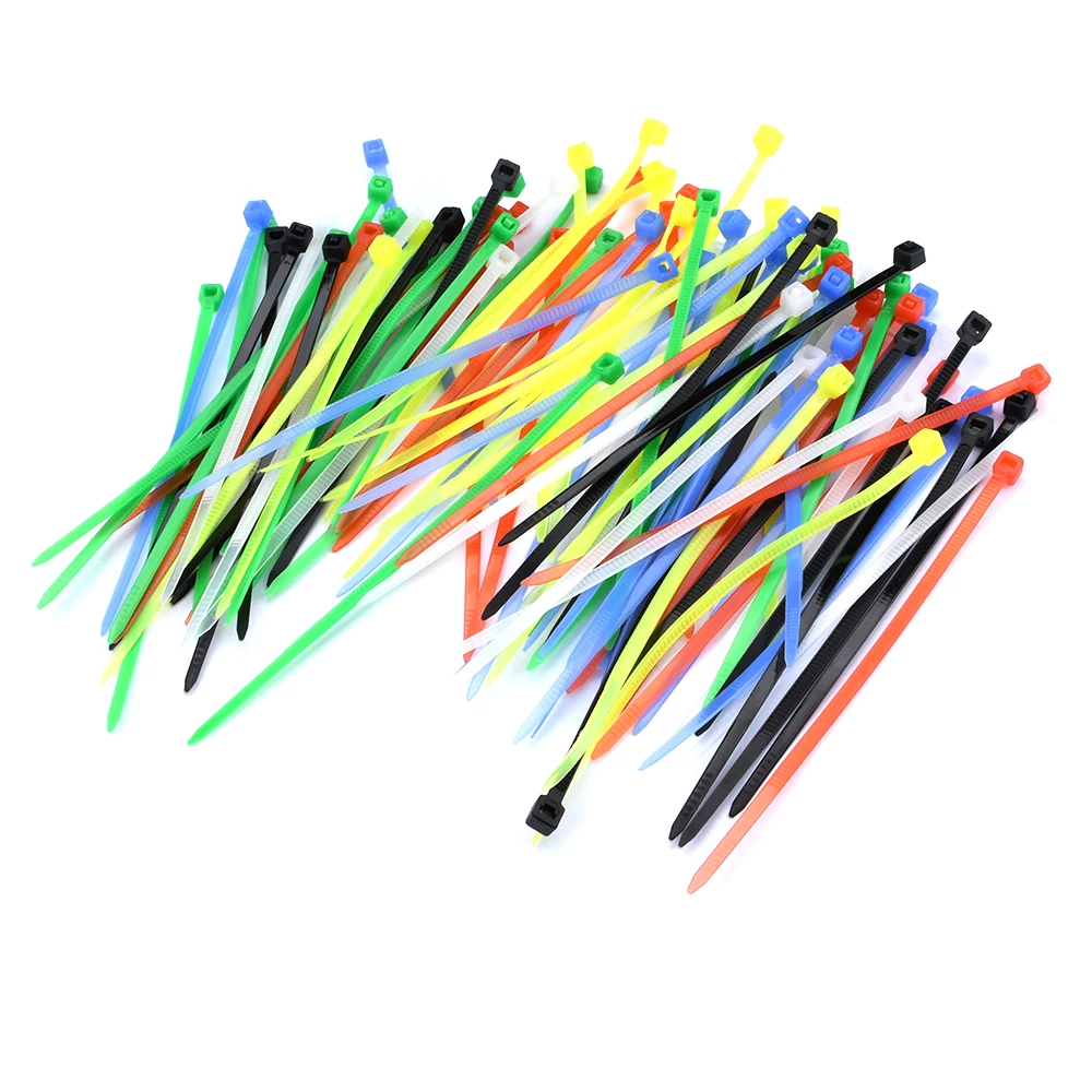 100Pcs 2.5*3*100\150\200mm Colorful Self-locking Nylon Cable Ties Colorful Organiser Fasten Cable Wire Cable Zip Ties