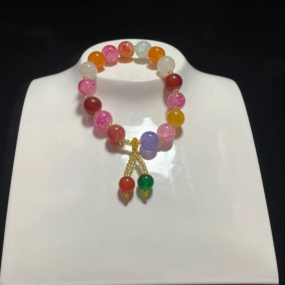 2026 Ethnic Style Imitation Jade Crackle Beaded Bracelet For Women Couple Bestie Daily Wear Fashion Jewelry Delicate Small Gift