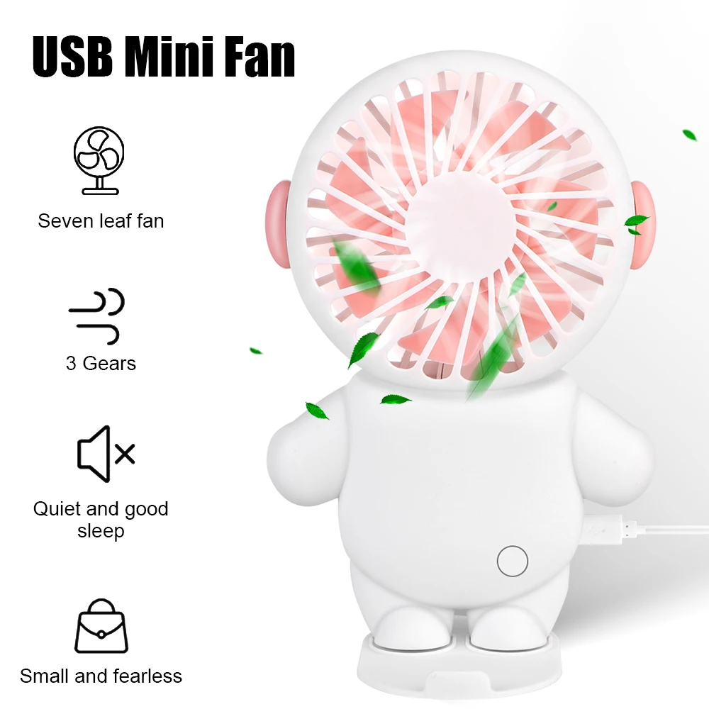 For Camping Hiking Fishing Summer Cooling Fans Astronaut Portable Hand Fan Wireless Air Circulators USB Mini Pocket Fan